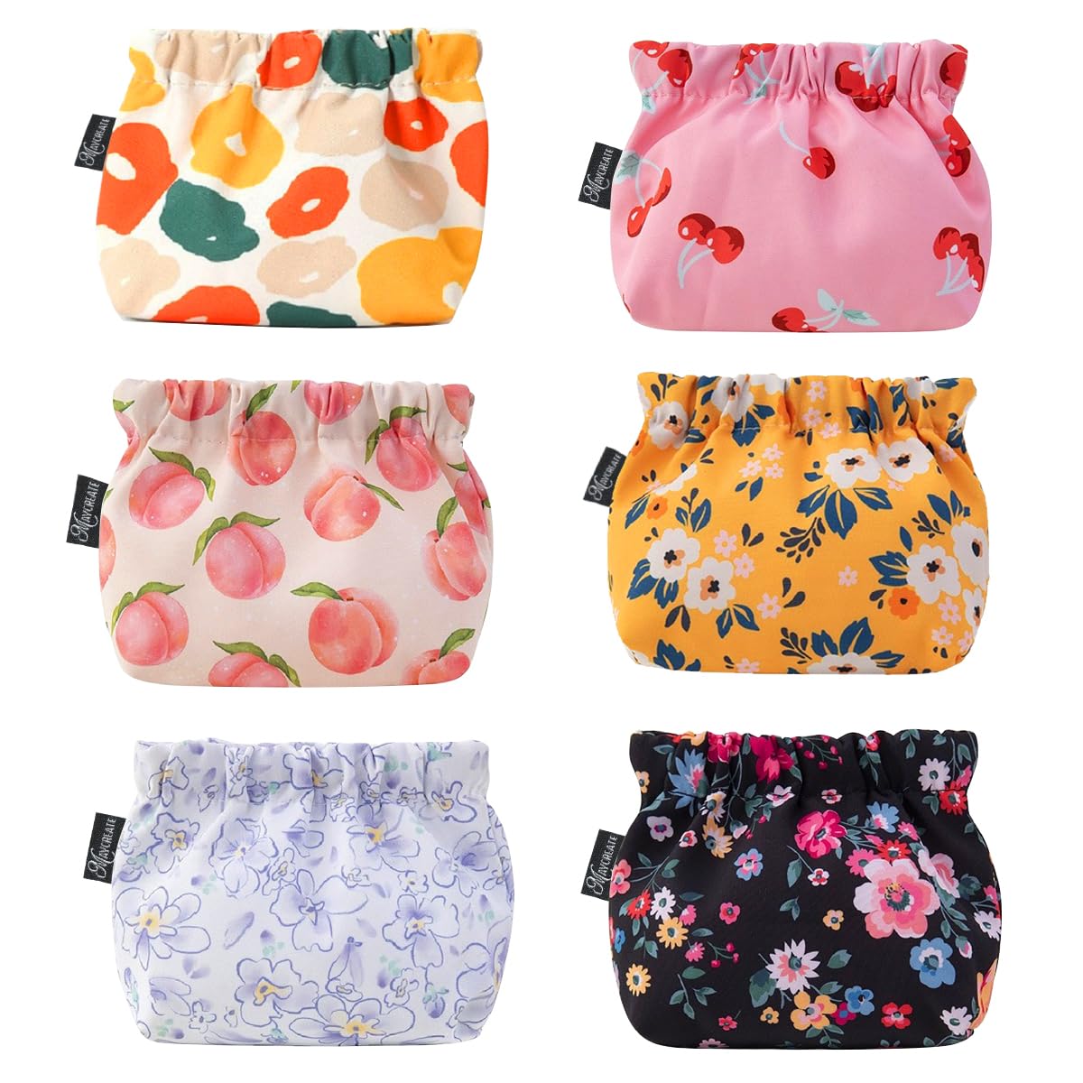 MAYCREATE 6pcs Small Pouches for Women, Mini Makeup Pouch, Cute Print Oxford Cloth Coin Purse Pocket Cosmetic Bag Travel Organizer for Lipstick Jewelry Earphones - Self-Closing MAYCREATE 6pcs Small Pouches for Women, Mini Makeup Pouch, Cute Print Oxford Cloth Coin Purse Pocket Cosmetic Bag Travel Organizer for Lipstick Jewelry Earphones - Self-Closing